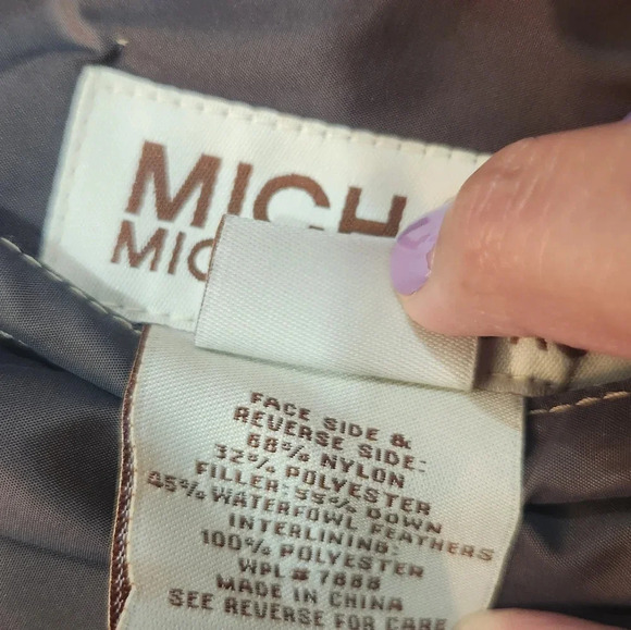 Michael Kors reversible puffer collard beige and brown womens jacket - Picture 11 of 15